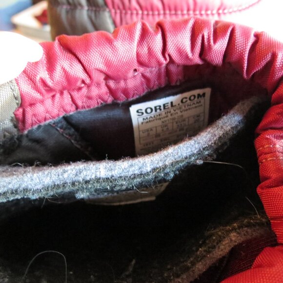 Sorel Children's Boots Slip On Brown/Maroon Rubber & Nylon Extra Lining Size 2 - Picture 7 of 10